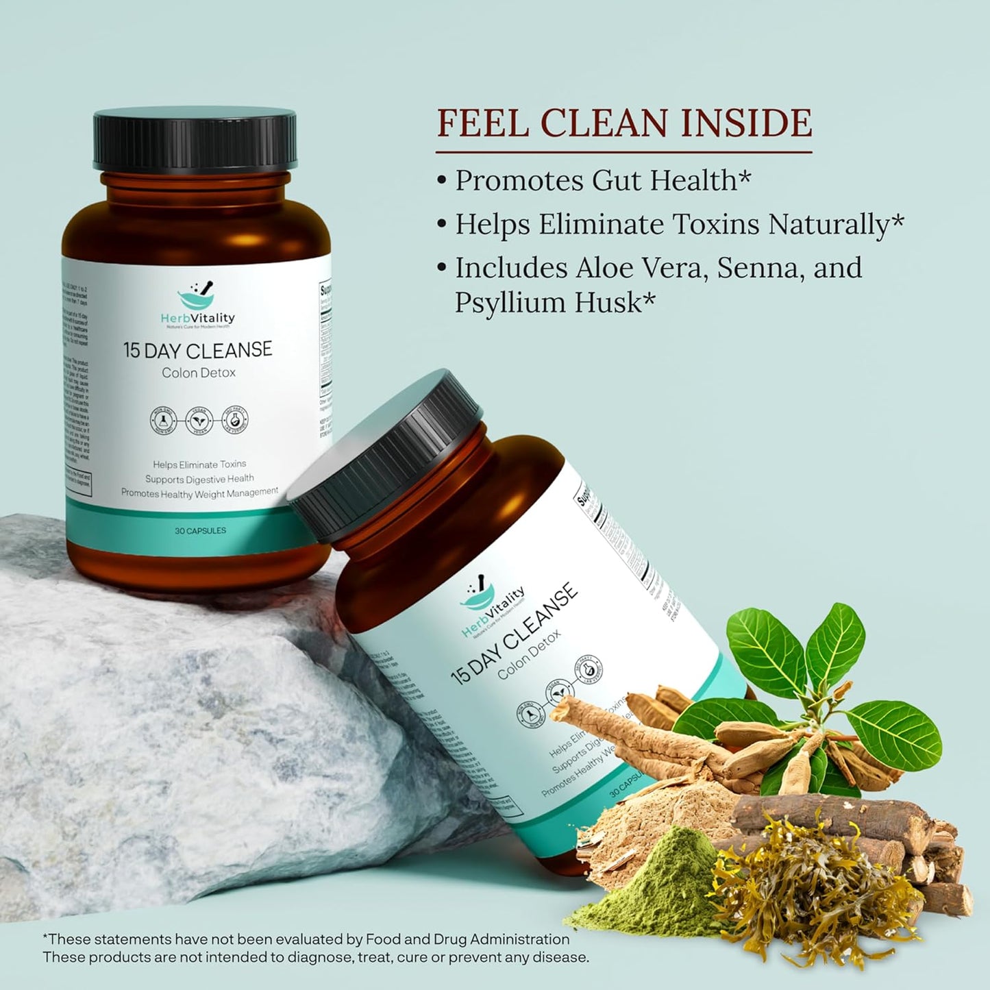15-Day Herb Vitality Colon Cleanse: Probiotics for Men & Women, Candida Cleanse, Aloe Vera, Licorice Root, Psyllium Husk - Supports Gut, Digestive & Immune Health, Detox & Kidney Cleanse