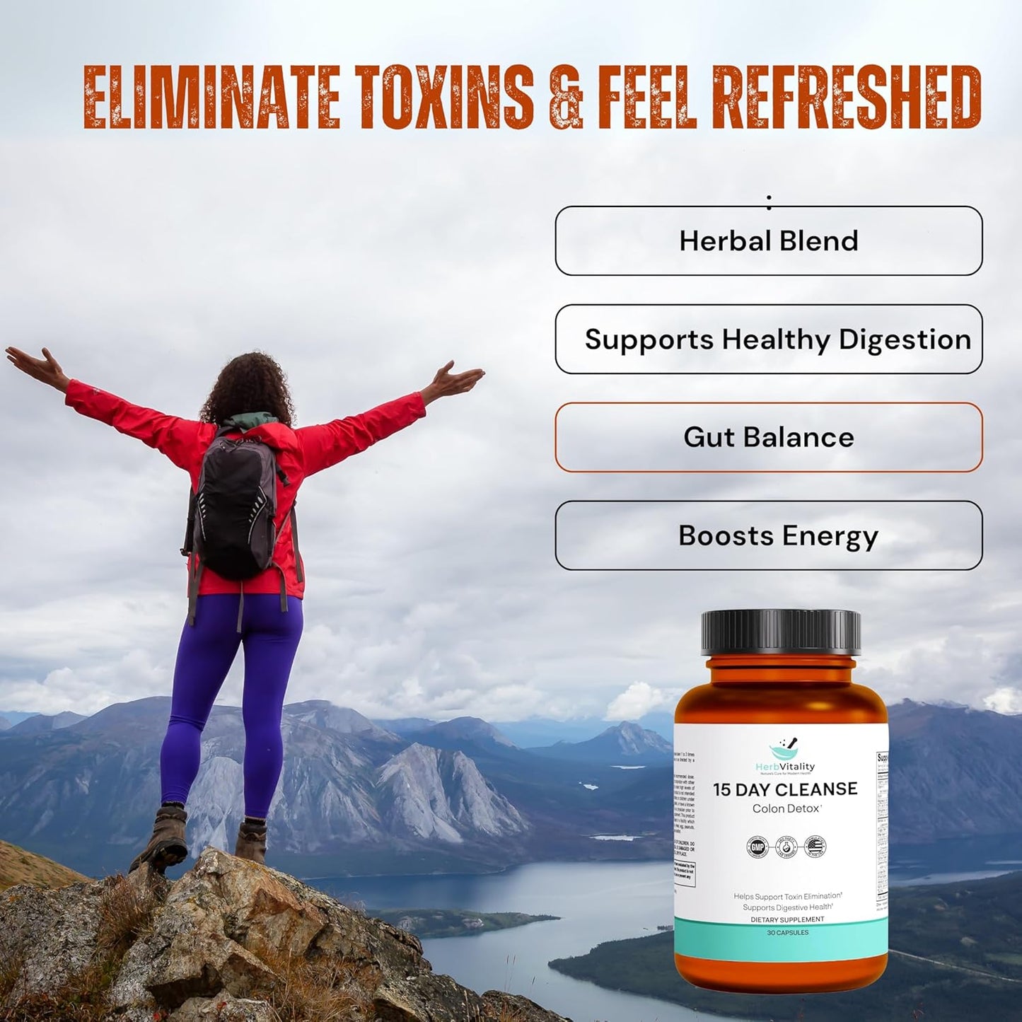 15-Day Herb Vitality Colon Cleanse: Probiotics for Men & Women, Candida Cleanse, Aloe Vera, Licorice Root, Psyllium Husk - Supports Gut, Digestive & Immune Health, Detox & Kidney Cleanse