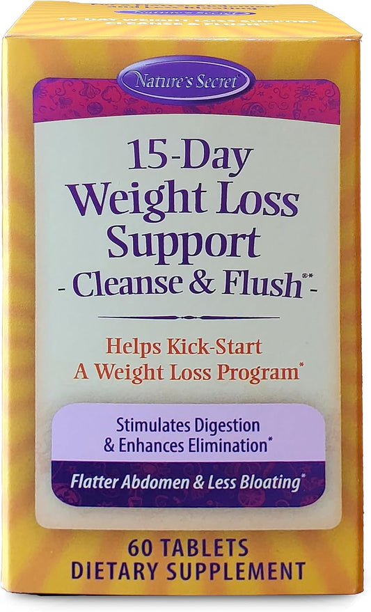 15-Day Natural Weight Loss Support & Energy Boost Supplement - Cleanse, Detox, & Reduce Bloating - 60 Tablets