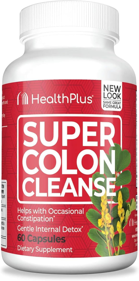 15 Day Supply of Health Plus Super Colon Cleanse Capsules for Gentle Gut Cleanse & Digestive Support with Psyllium Husk & Probiotics