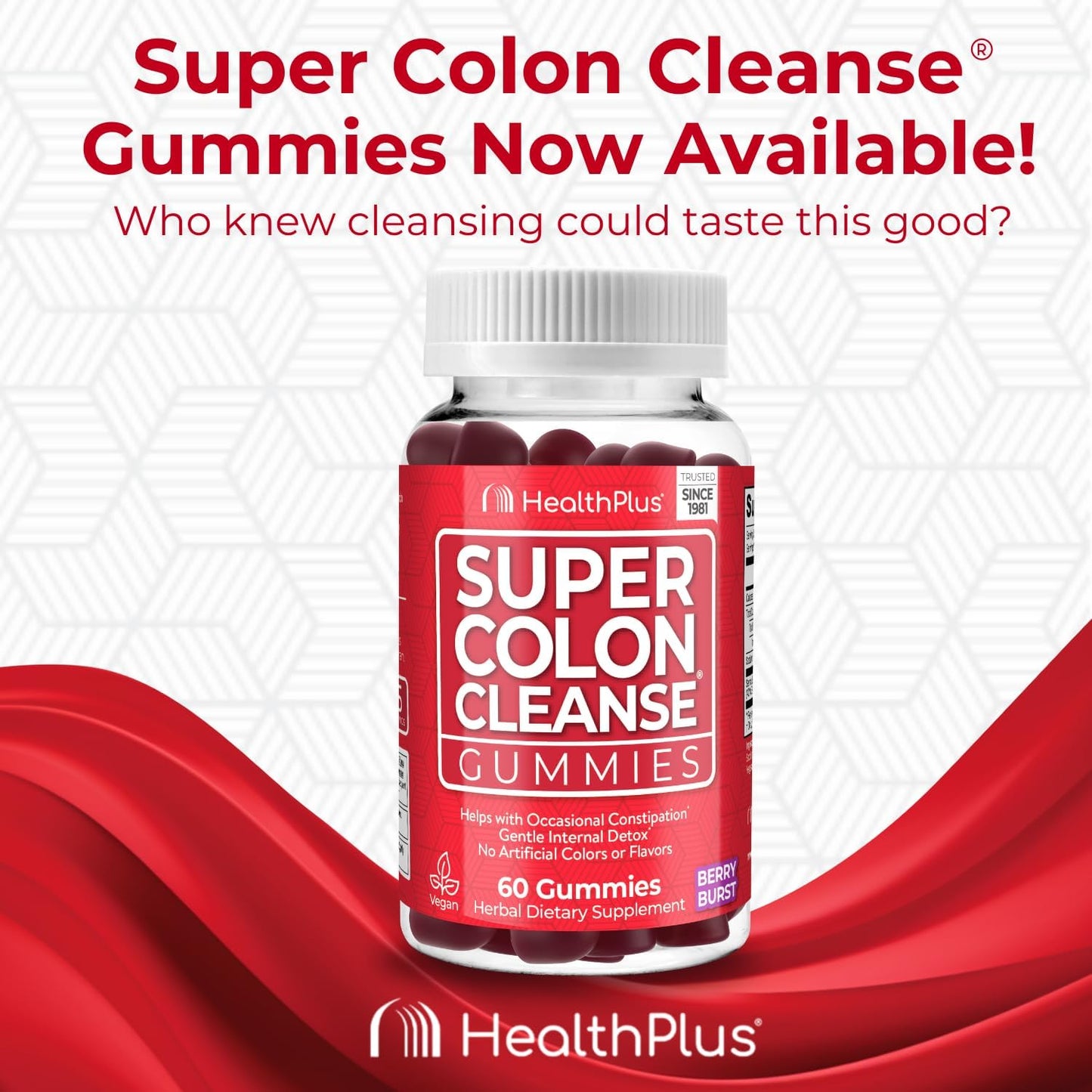 15 Day Supply of Health Plus Super Colon Cleanse Capsules for Gentle Gut Cleanse & Digestive Support with Psyllium Husk & Probiotics