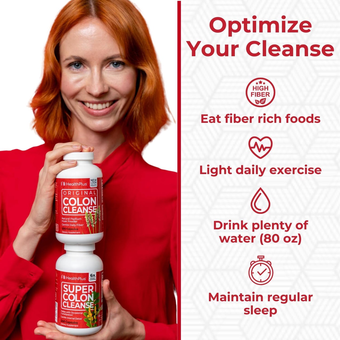 15 Day Supply of Health Plus Super Colon Cleanse Capsules for Gentle Gut Cleanse & Digestive Support with Psyllium Husk & Probiotics
