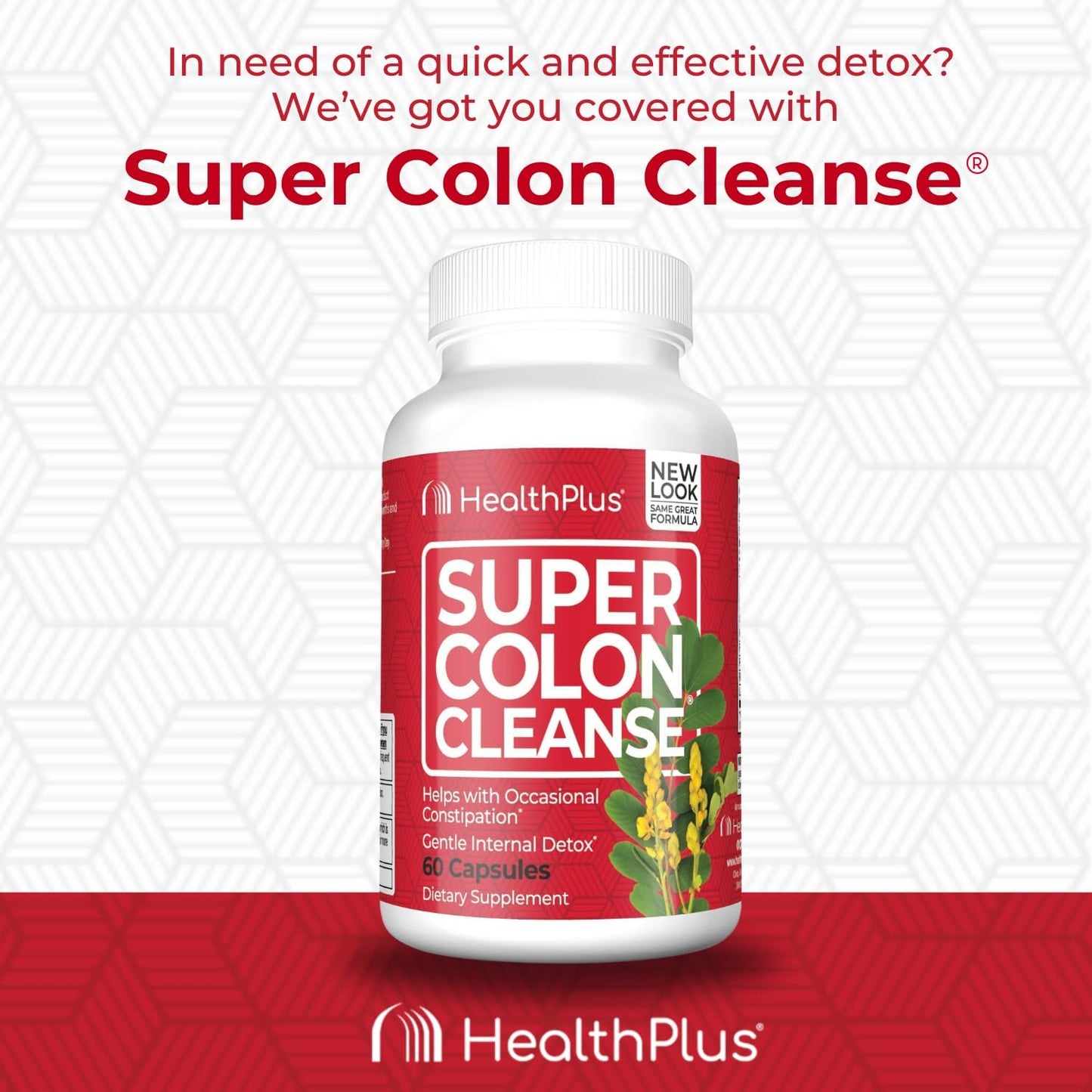 15 Day Supply of Health Plus Super Colon Cleanse Capsules for Gentle Gut Cleanse & Digestive Support with Psyllium Husk & Probiotics