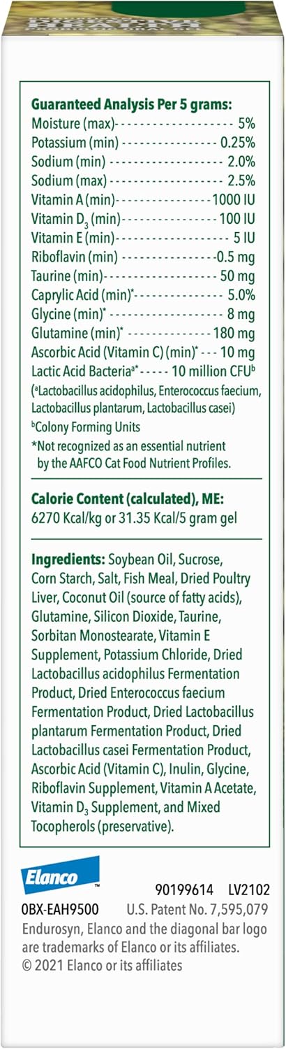 15 gm Elanco Endurosyn Probiotic Oral Gel for Cats - Supports Digestive Health and Immune System