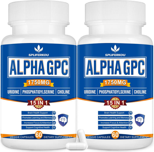 15-in-1 Alpha GPC Nootropic Brain Supplement with Lion's Mane Mushroom - Memory, Focus, Brain Support - 120 Capsules