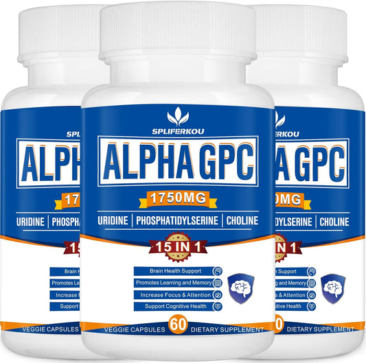 15-in-1 Alpha GPC Nootropic Brain Supplement with Lion's Mane - Memory, Focus, Brain Support - 180 Capsules