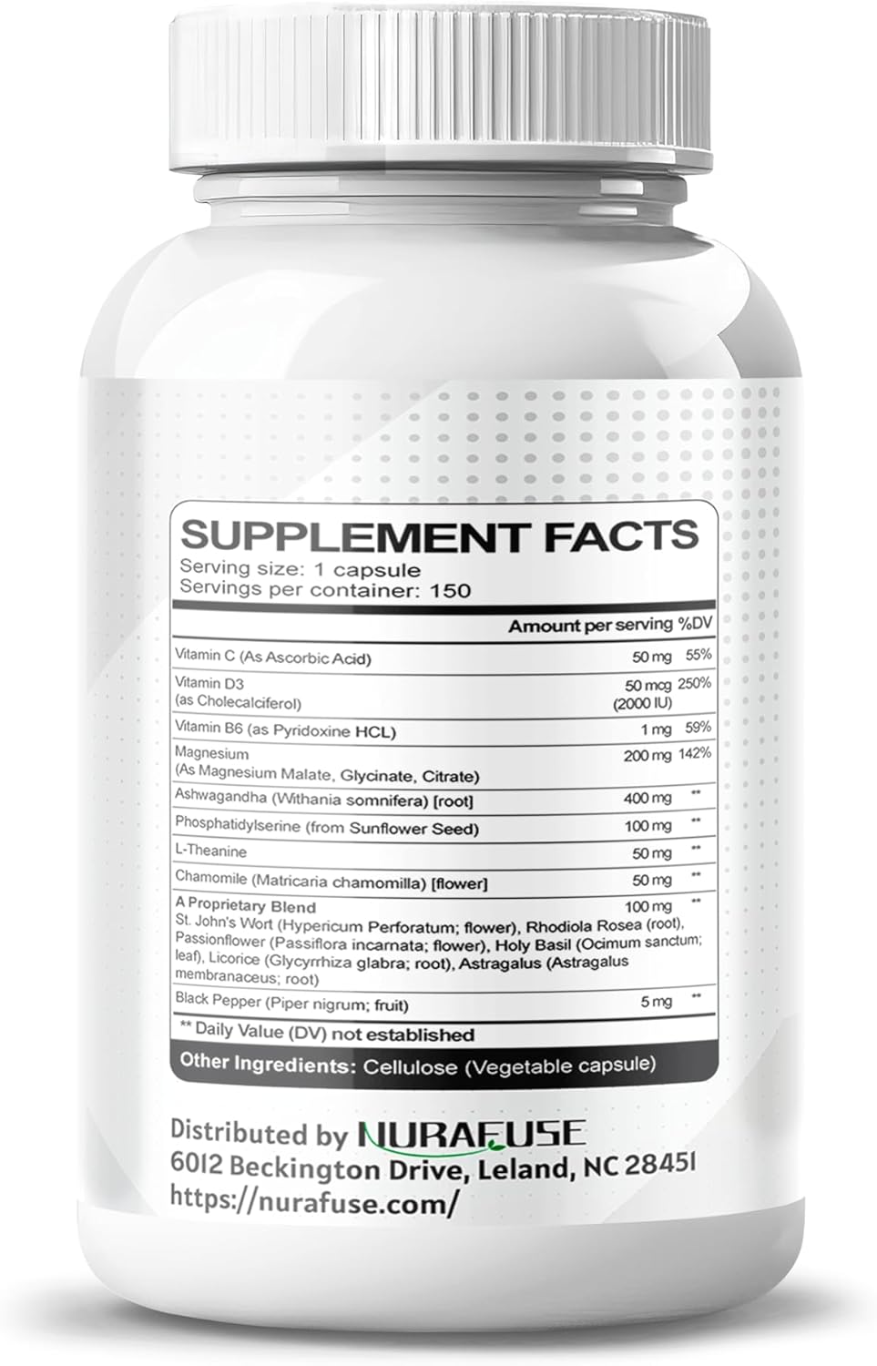 15-in-1 Ashwagandha Supplement for Cortisol Health with Magnesium, Phosphatidylserine, and Herbal Extracts - Made in USA