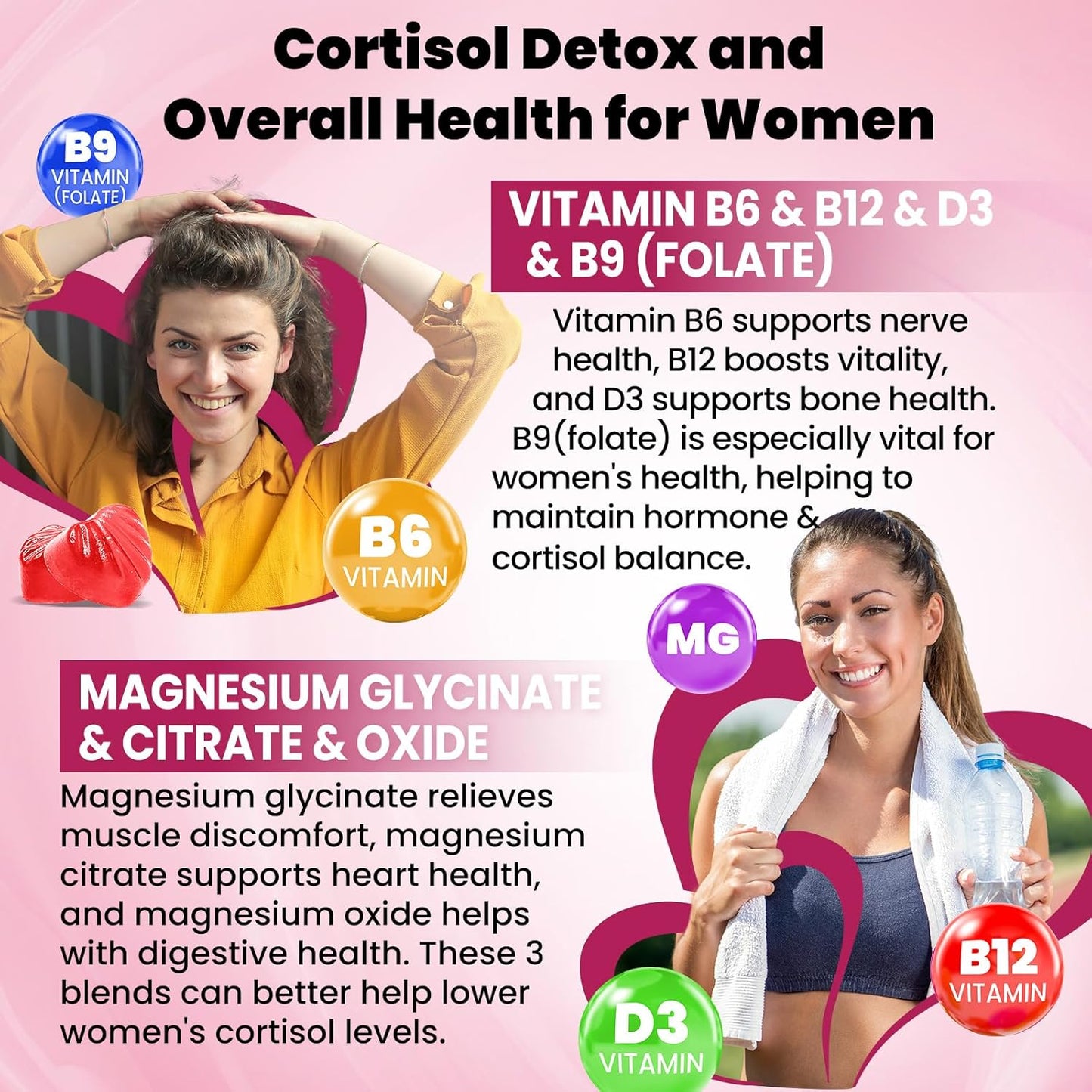 15-in-1 Cortisol Gummies for Women with Ashwagandha & Magnesium - Hormone Balance, Mood, Focus, Sleep Support - Vegan & Sugar Free - 60 Count