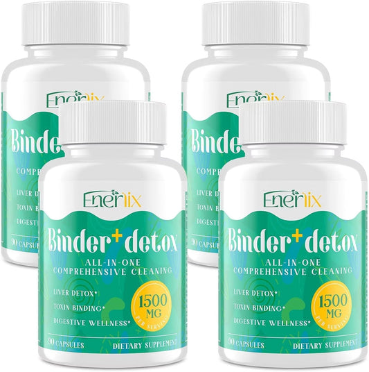 15-in-1 Detox Binder with Activated Charcoal, Zeolite, Bentonite Clay & Chlorella - 1500 MG Supplement for Liver & Digestive Cleanse - 360 Vegan Capsules