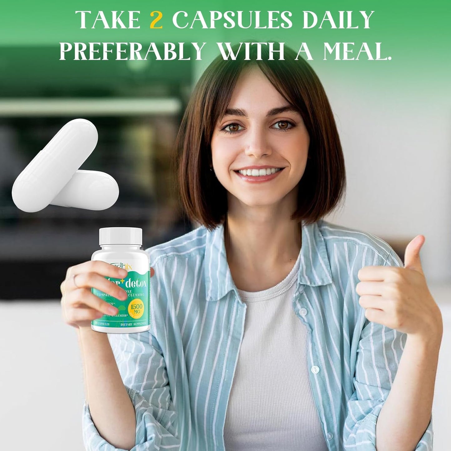 15-in-1 Detox Binder with Activated Charcoal, Zeolite, Bentonite Clay & Chlorella - 1500 MG Supplement for Liver & Digestive Cleanse - 360 Vegan Capsules