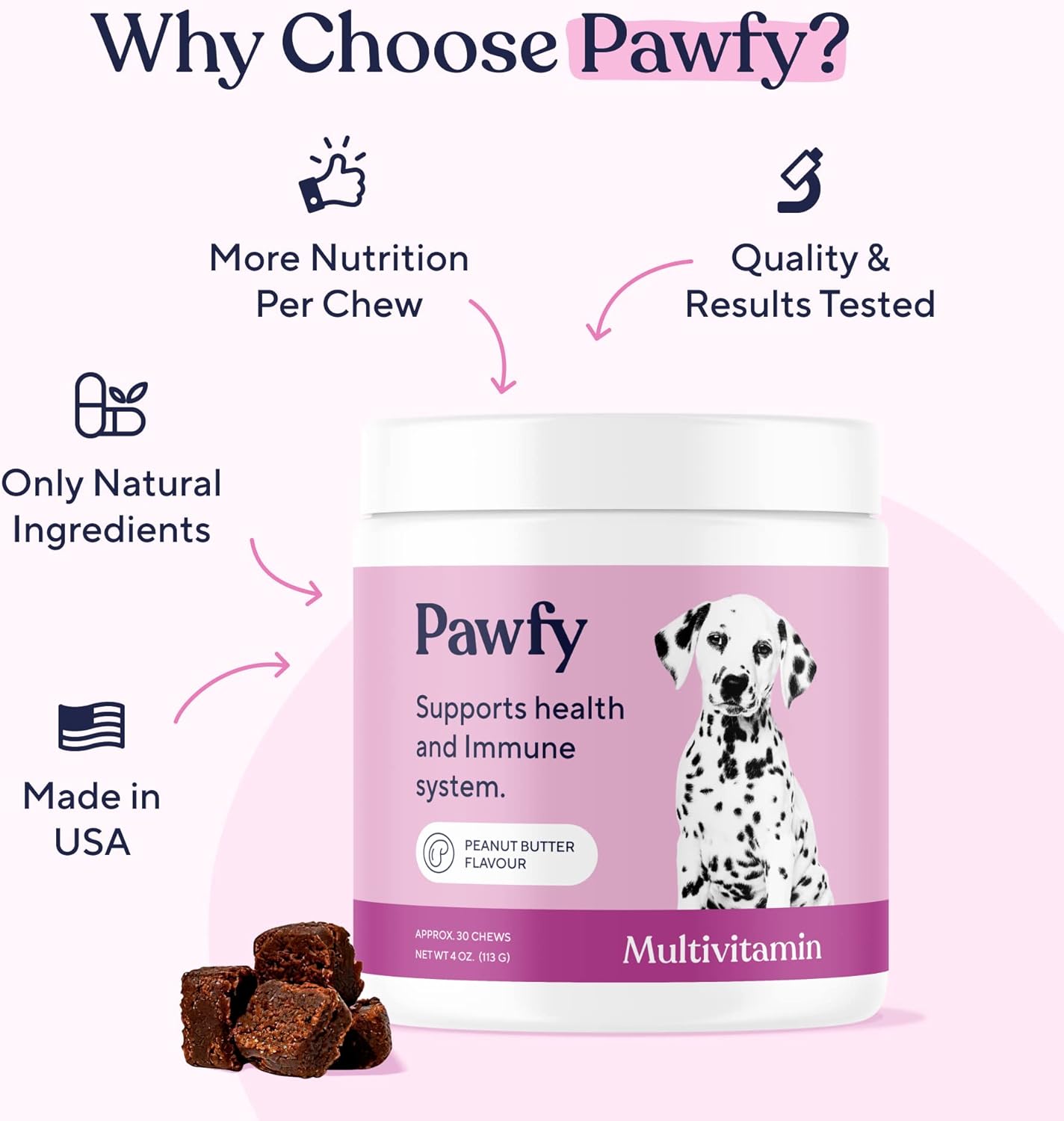 15-in-1 Dog Multivitamins for Skin, Coat & Wellness | Senior Dog Supplements for Itching | Puppy Vitamin C Chews - 30 Count