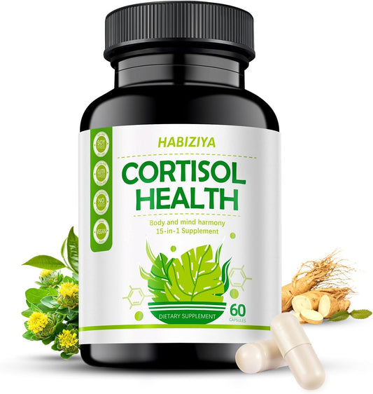 15-in-1 Hormone Balance Supplement with Cortisol Support, Magnesium Glycinate, Ashwagandha - 60 Capsules for Mood, Focus, Sleep Support in Men and Women