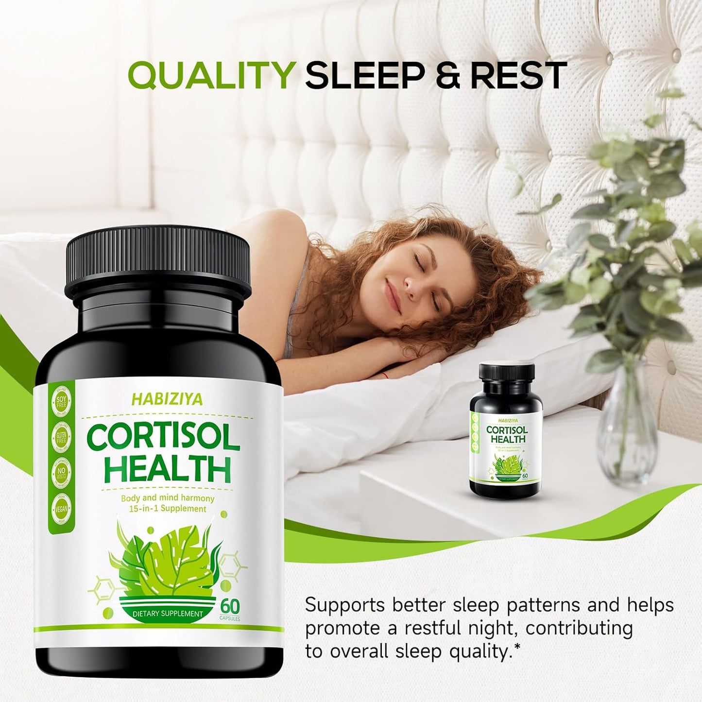 15-in-1 Hormone Balance Supplement with Cortisol Support, Magnesium Glycinate, Ashwagandha - 60 Capsules for Mood, Focus, Sleep Support in Men and Women