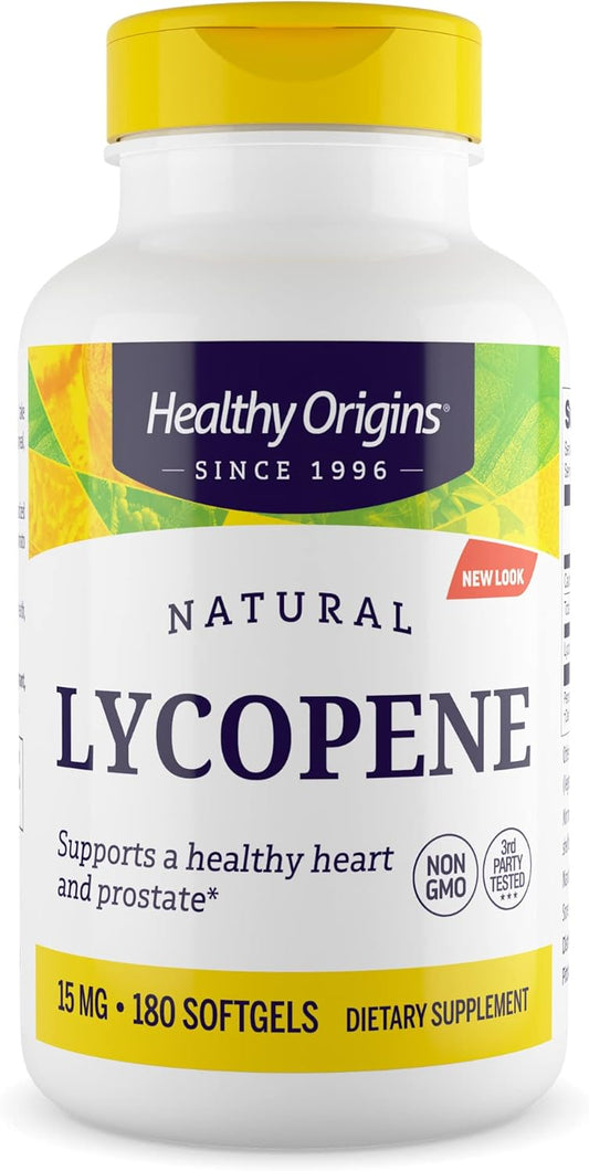 15 mg Natural Lycopene Antioxidant Supplement for Heart & Prostate Health - Non-GMO, Gluten-Free - 180 Softgels by Healthy Origins