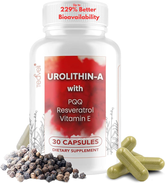 15 Servings of Teaveli Advanced Urolithin A & Stem Cell Supplement - Boost NAD+ and Energy with Resveratrol, PQQ, Vitamin E & Bioperine