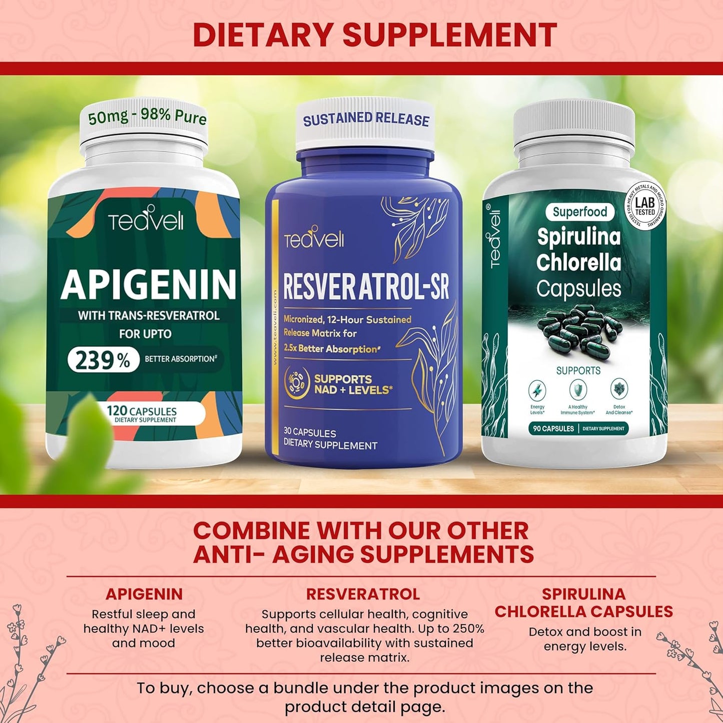15 Servings of Teaveli Advanced Urolithin A & Stem Cell Supplement - Boost NAD+ and Energy with Resveratrol, PQQ, Vitamin E & Bioperine