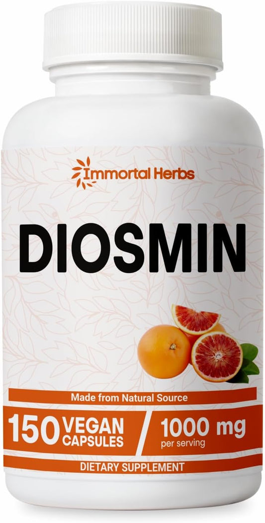150 Capsules Immortal Herbs Pure Diosmin 1000mg Complex Formula with Citrus Bioflavonoids - Vegetarian, Non-GMO, Gluten Free Diosmin Supplement