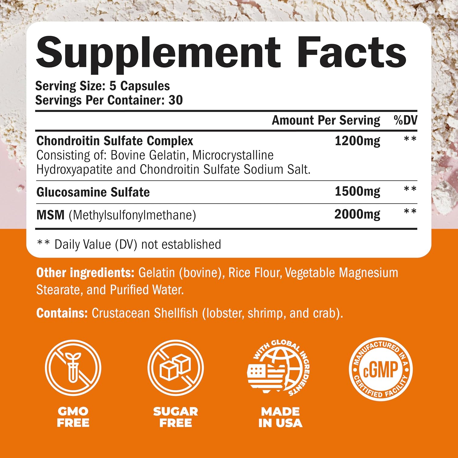 150 Capsules Joint Support Supplement with Glucosamine, Chondroitin, and MSM for Men and Women by Vimerson Health