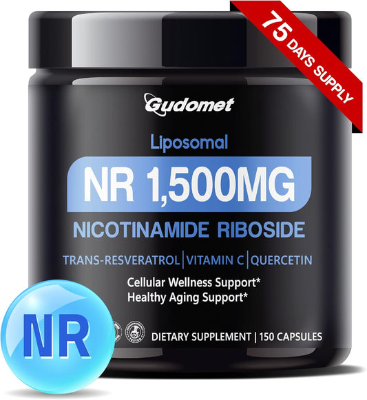 150 Capsules Liposomal NR with Trans-Resveratrol, Vitamin C & Quercetin for Cellular Wellness & Healthy Aging - Made in USA