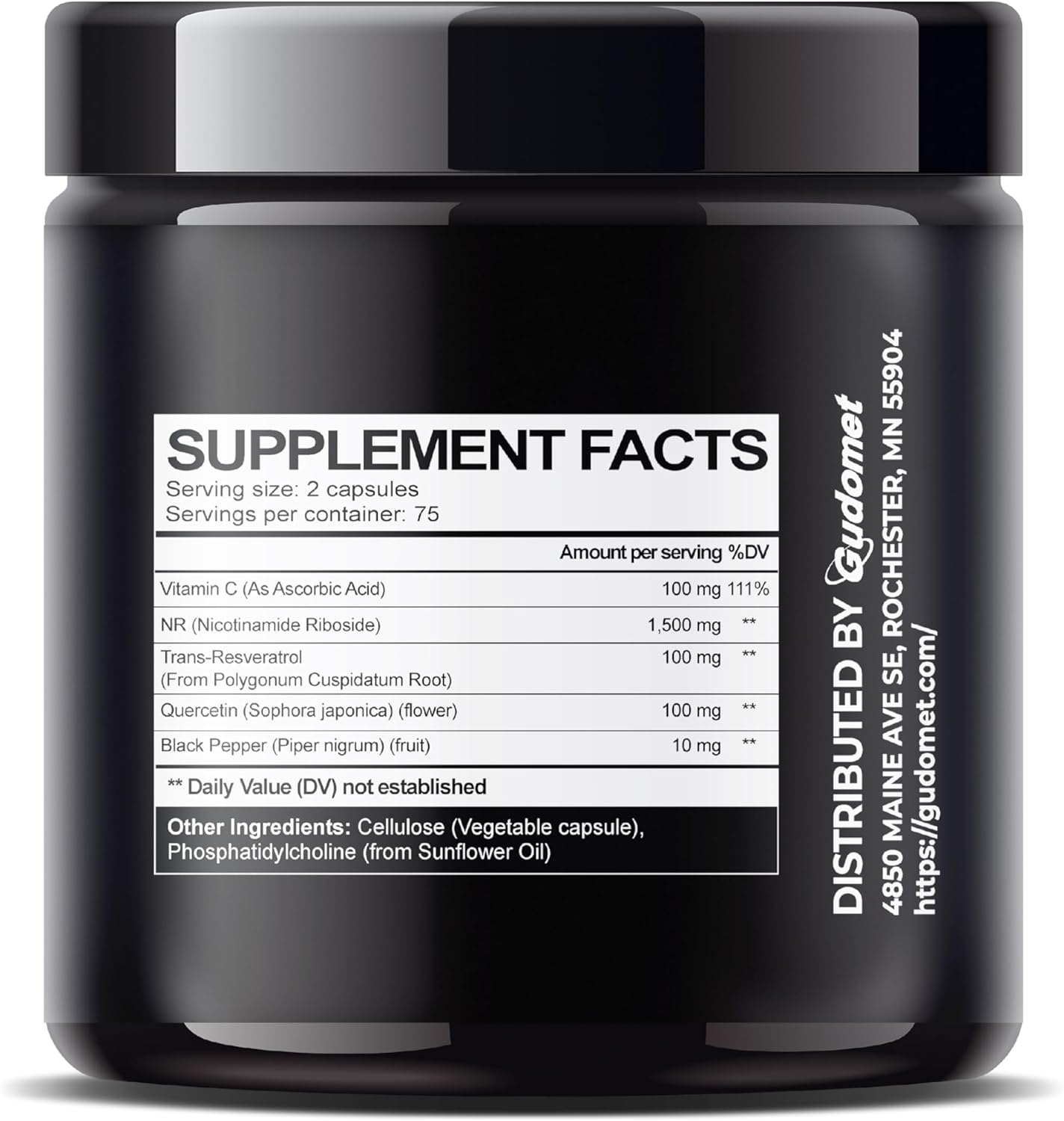 150 Capsules Liposomal NR with Trans-Resveratrol, Vitamin C & Quercetin for Cellular Wellness & Healthy Aging - Made in USA