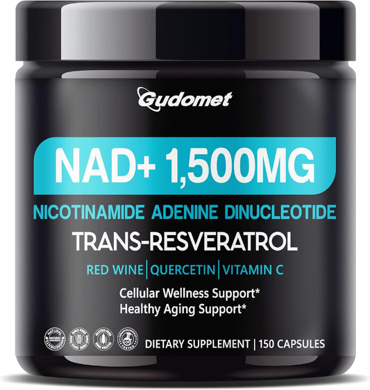 150 Capsules of GUDOMET NAD+ with Trans-Resveratrol, Red Wine, Quercetin & Vitamin C for Cellular Wellness & Healthy Aging from USA