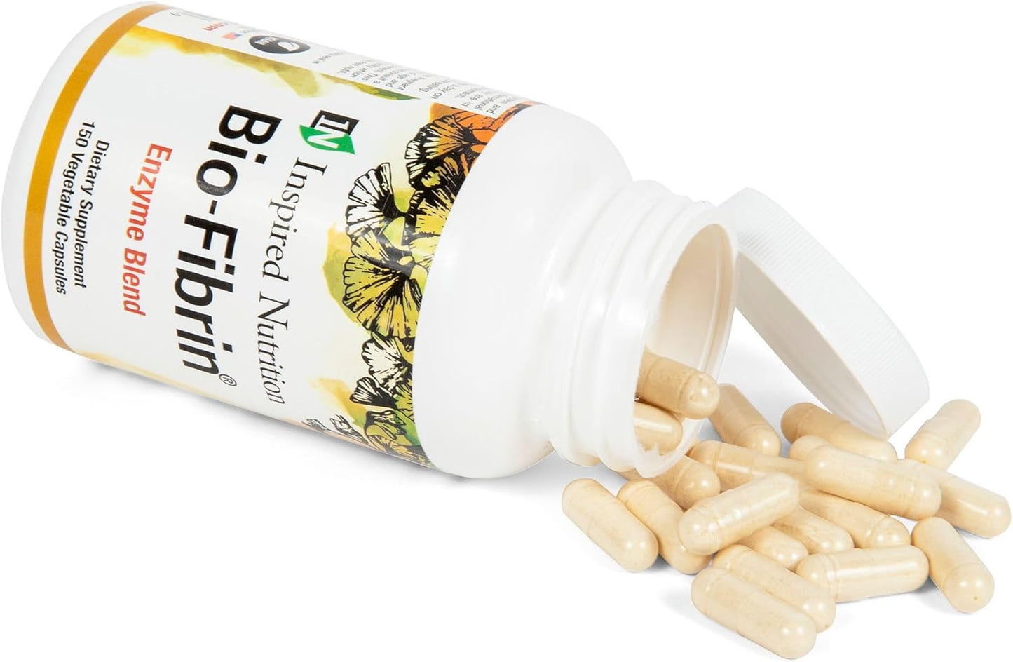 150 Capsules of Inspired Nutrition Bio-Fibrin ® Multi-Enzyme Supplement for Fibrin Defense with Proteolytic Enzymes