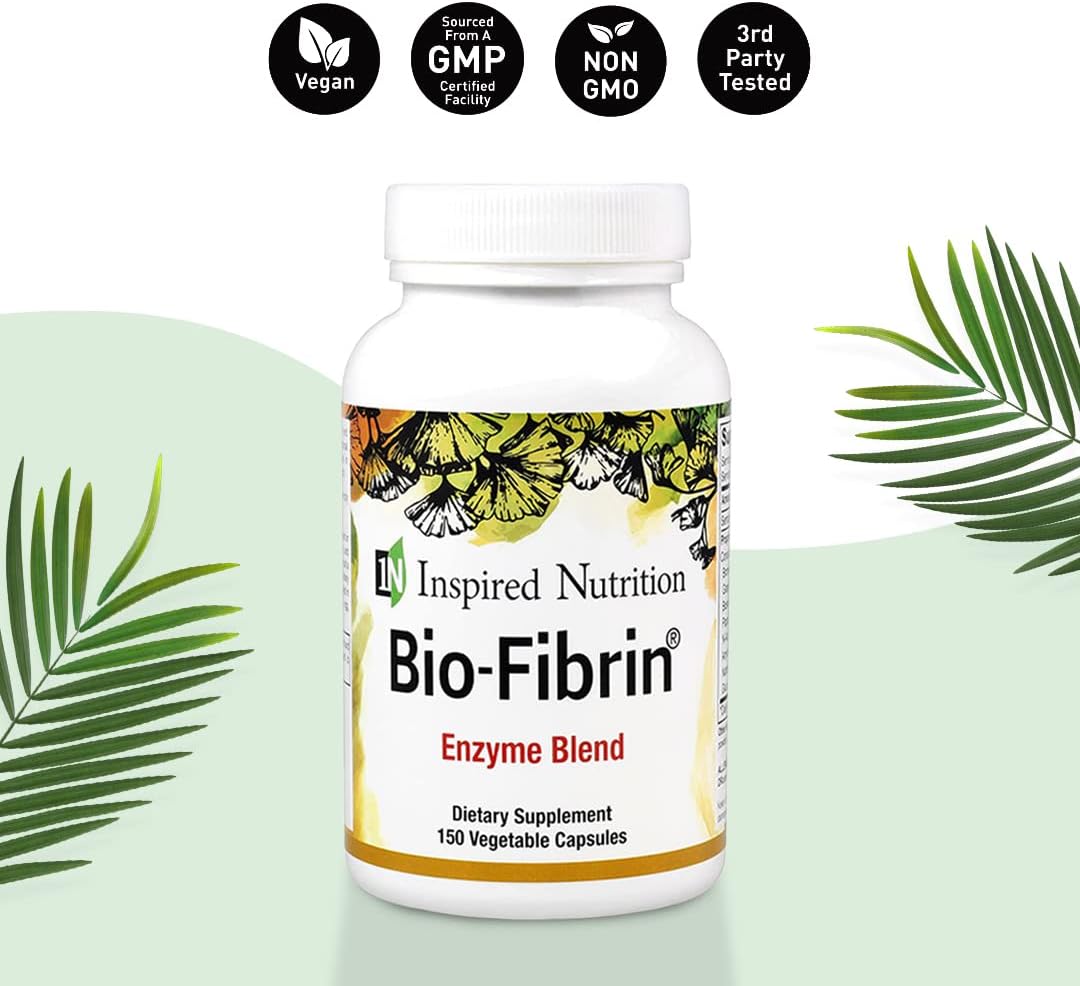 150 Capsules of Inspired Nutrition Bio-Fibrin ® Multi-Enzyme Supplement for Fibrin Defense with Proteolytic Enzymes