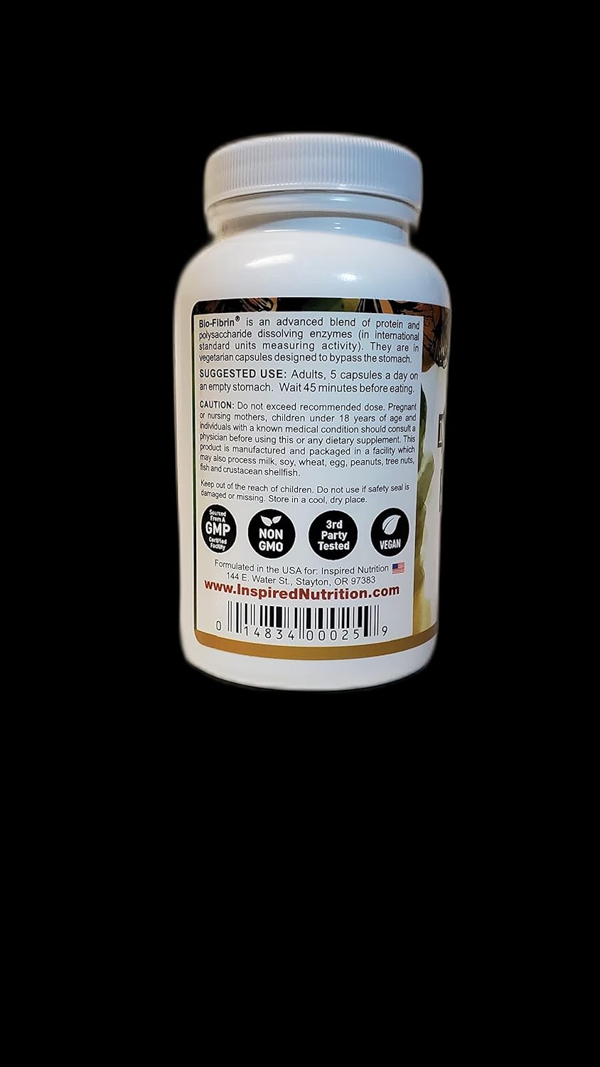 150 Capsules of Inspired Nutrition Bio-Fibrin ® Multi-Enzyme Supplement for Fibrin Defense with Proteolytic Enzymes