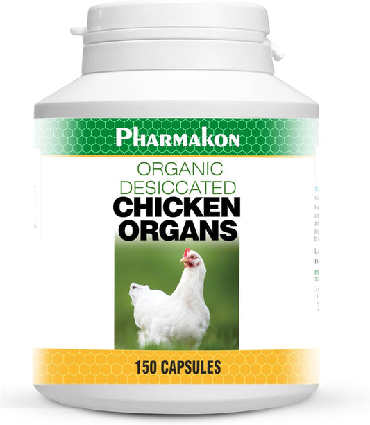 150 Capsules of PHARMAKON Desiccated Chicken Liver, Heart, and Spleen Organ Supplement