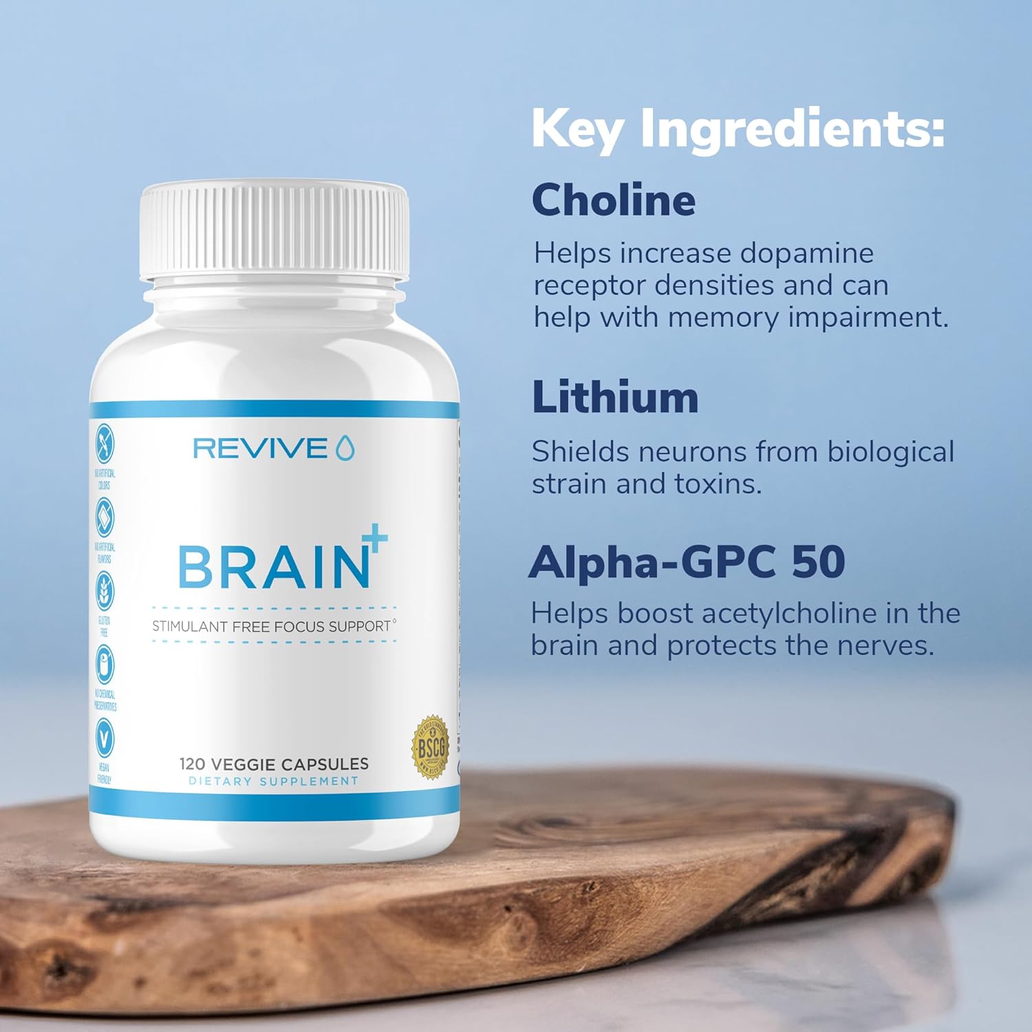 150 Capsules Revive MD Brain Plus - Natural Memory & Focus Supplement for Cognitive Function - Vegan & Gluten Free