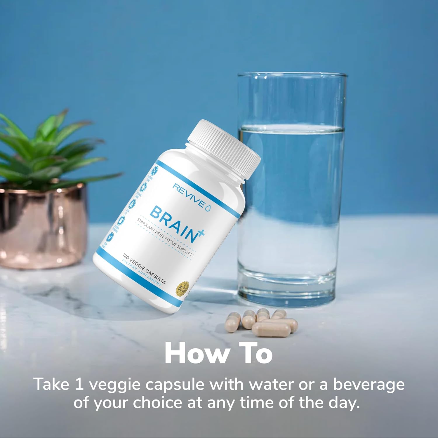 150 Capsules Revive MD Brain Plus - Natural Memory & Focus Supplement for Cognitive Function - Vegan & Gluten Free