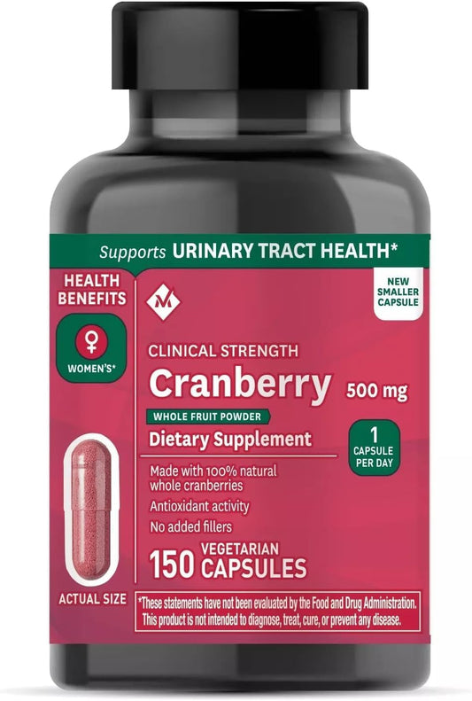 150 Count Generic Member Cranberry Supplement, 500mg, Clinical Strength Formula for Urinary Tract Health