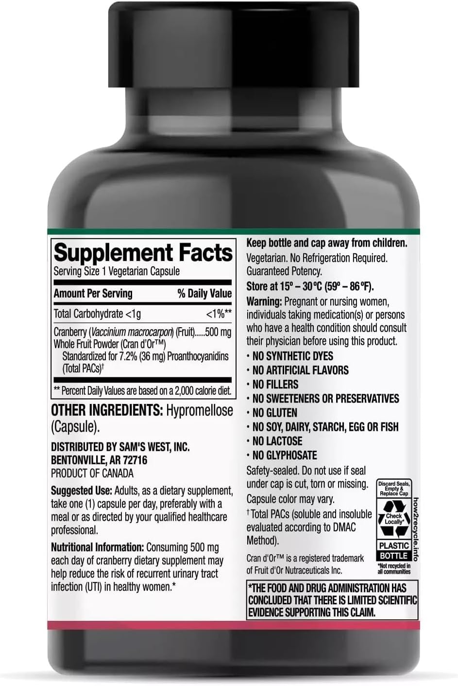 150 Count Generic Member Cranberry Supplement, 500mg, Clinical Strength Formula for Urinary Tract Health