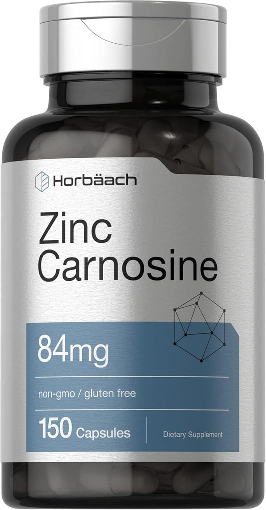 150 Count Horbäach Zinc Carnosine Capsules - 84mg per Capsule - Non-GMO & Gluten Free Formula