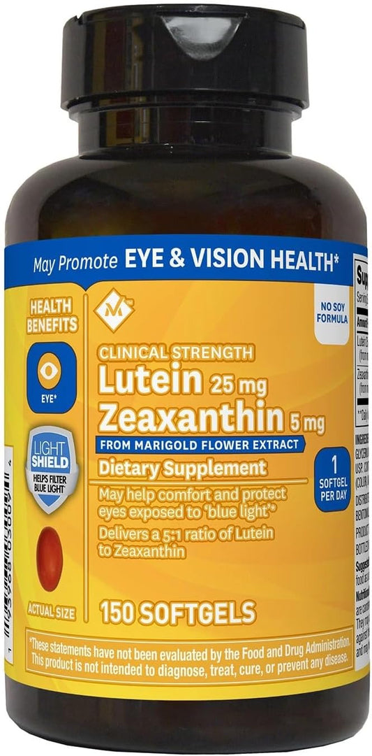 150 Count Members Mark Lutein & Zeaxanthin Supplements - 25mg Lutein, 5mg Zeaxanthin