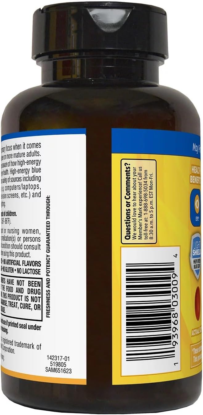150 Count Members Mark Lutein & Zeaxanthin Supplements - 25mg Lutein, 5mg Zeaxanthin