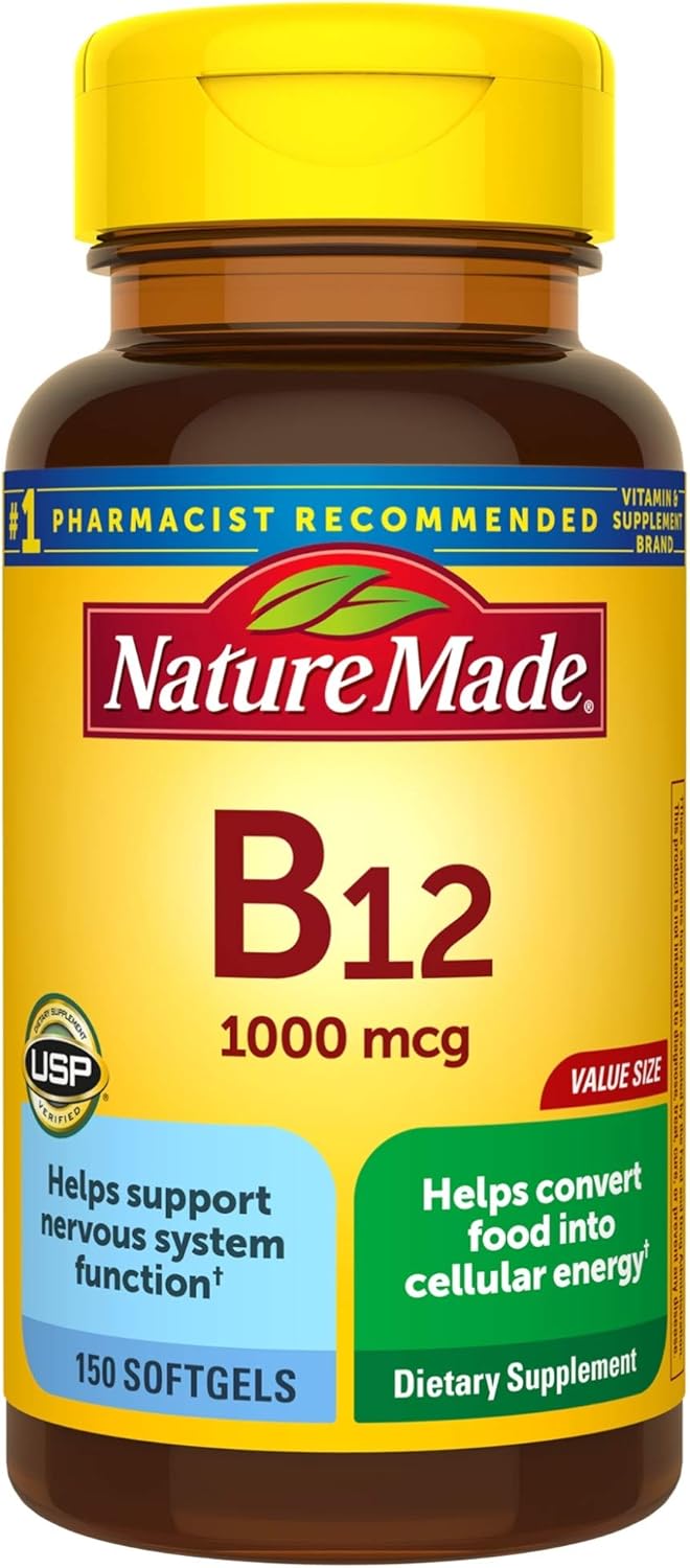 150 Count Nature Made Vitamin B12 1000 mcg Softgels - Value Size for Energy & Metabolism Support