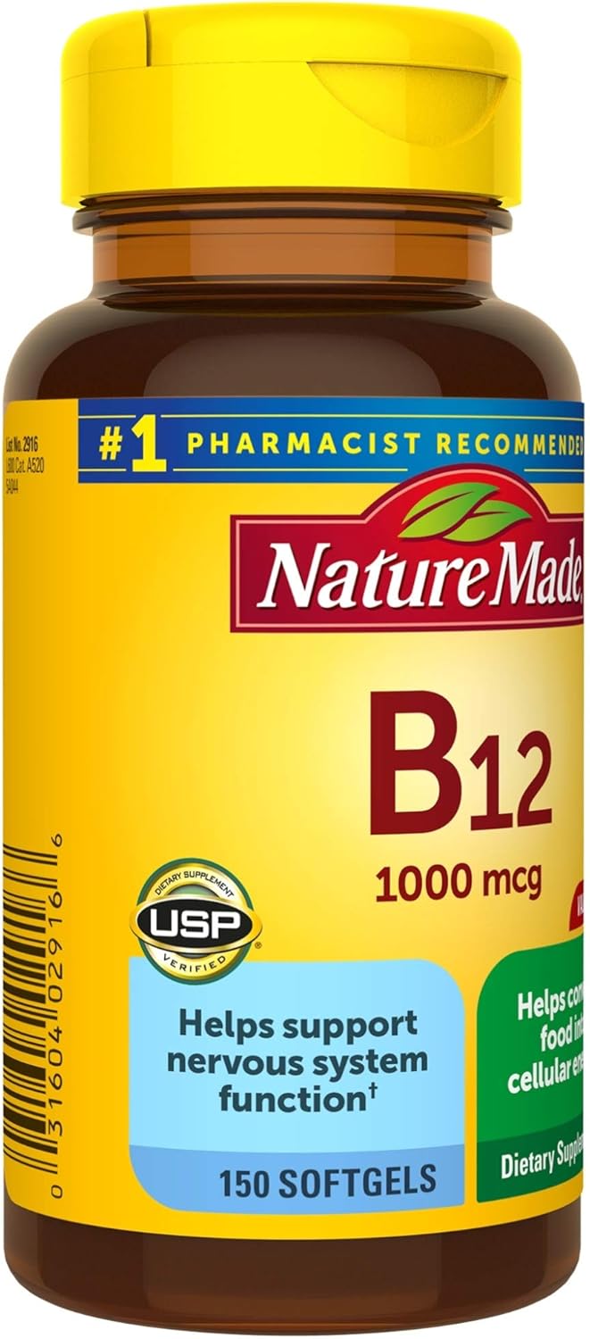 150 Count Nature Made Vitamin B12 1000 mcg Softgels - Value Size for Energy & Metabolism Support