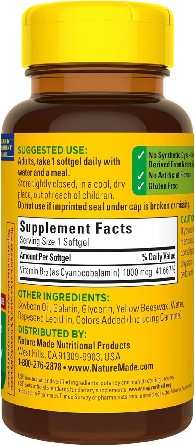 150 Count Nature Made Vitamin B12 1000 mcg Softgels - Value Size for Energy & Metabolism Support