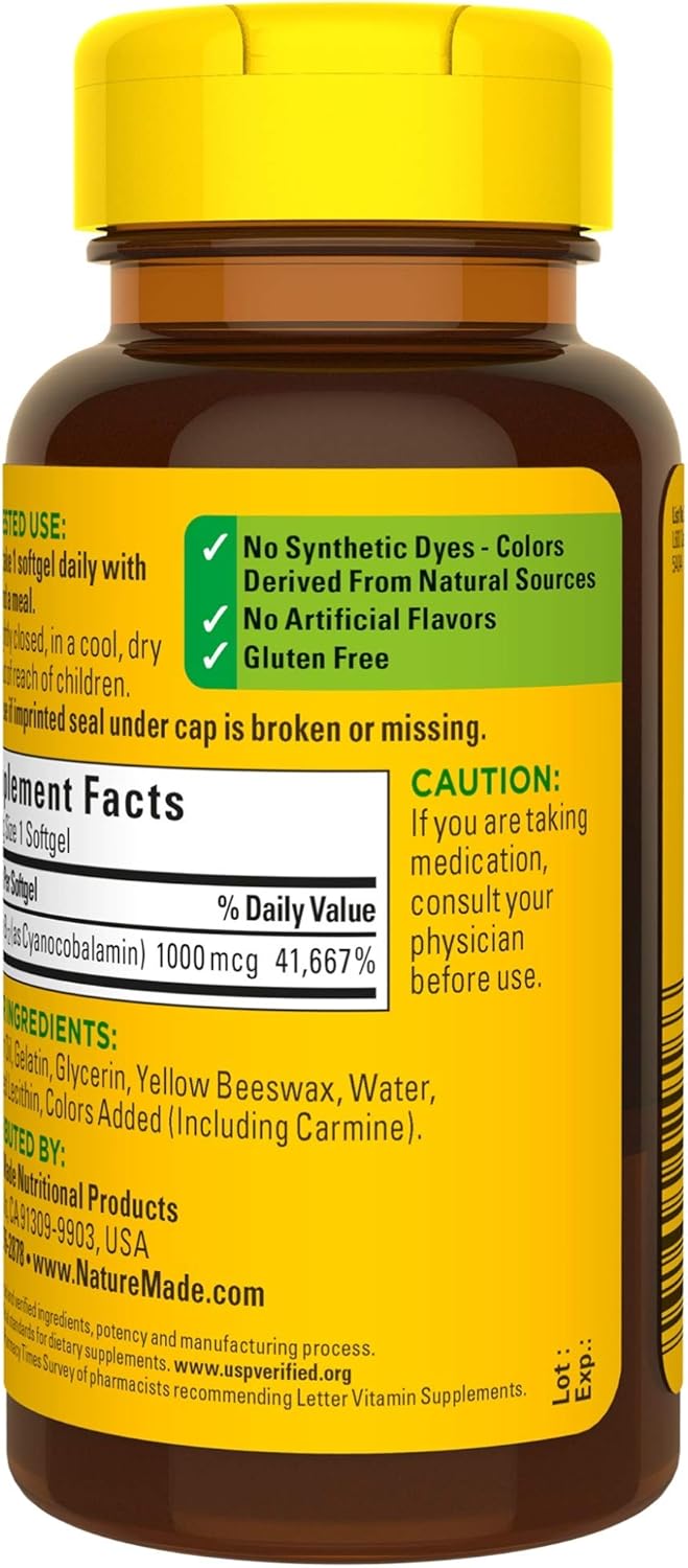 150 Count Nature Made Vitamin B12 1000 mcg Softgels - Value Size for Energy & Metabolism Support
