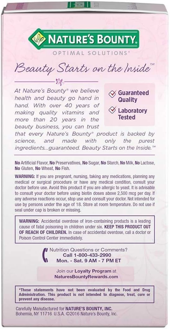 150 Count Nature's Bounty Optimal Solutions Hair Skin & Nails Extra Strength Softgels