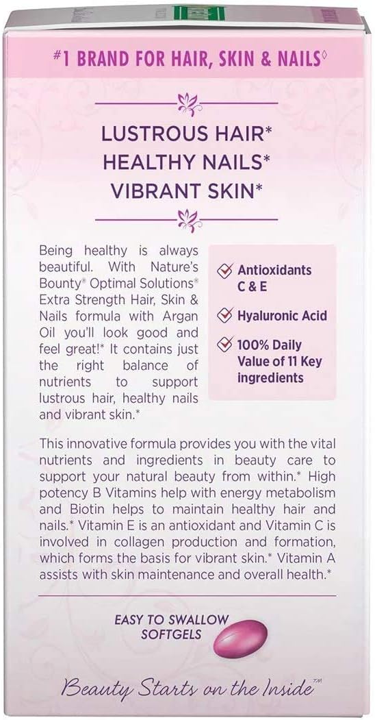 150 Count Nature's Bounty Optimal Solutions Hair Skin & Nails Extra Strength Softgels