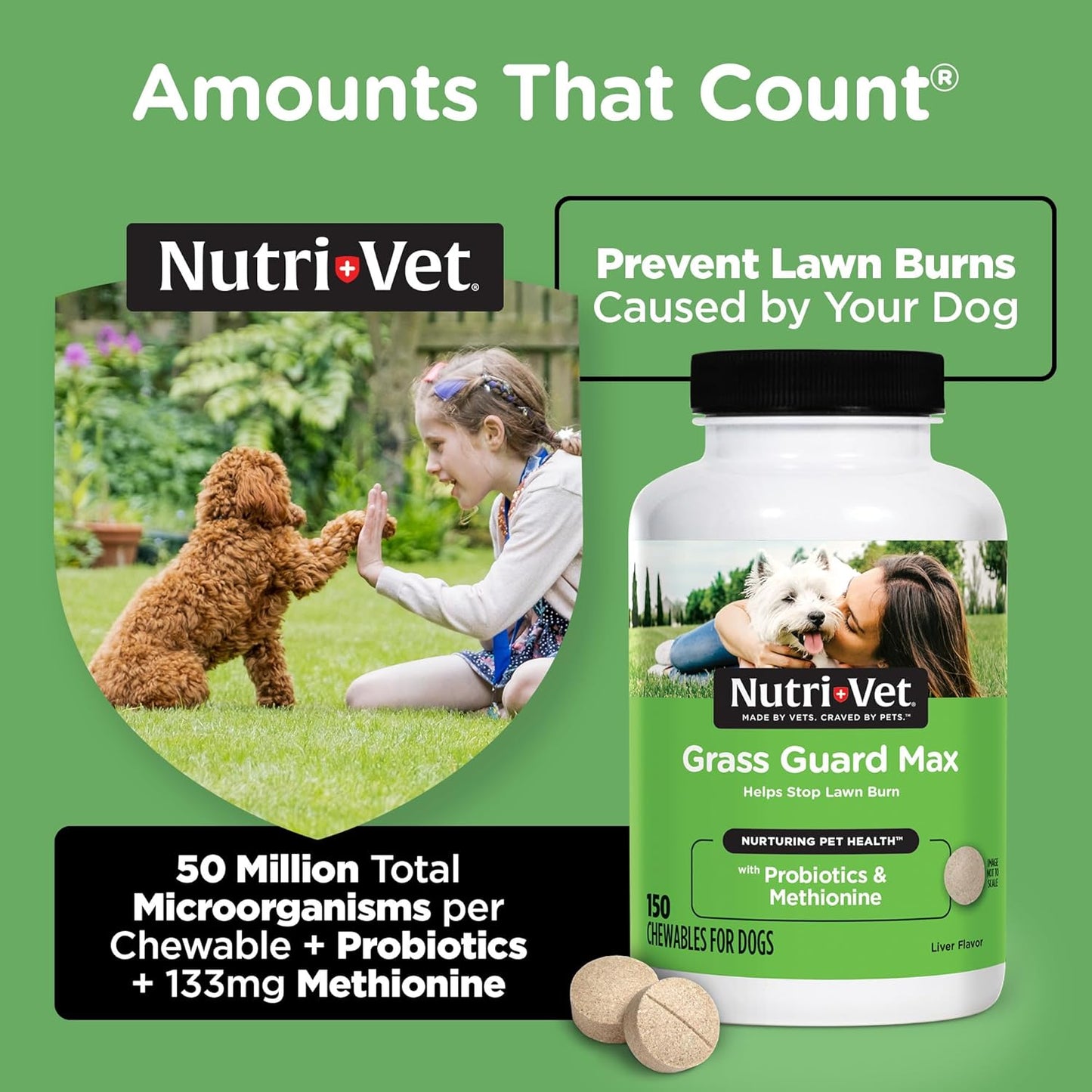 150-Count Nutri-Vet Grass Guard Chewables with Probiotics and Enzymes for Dogs - Prevent Lawn Burn from Urine