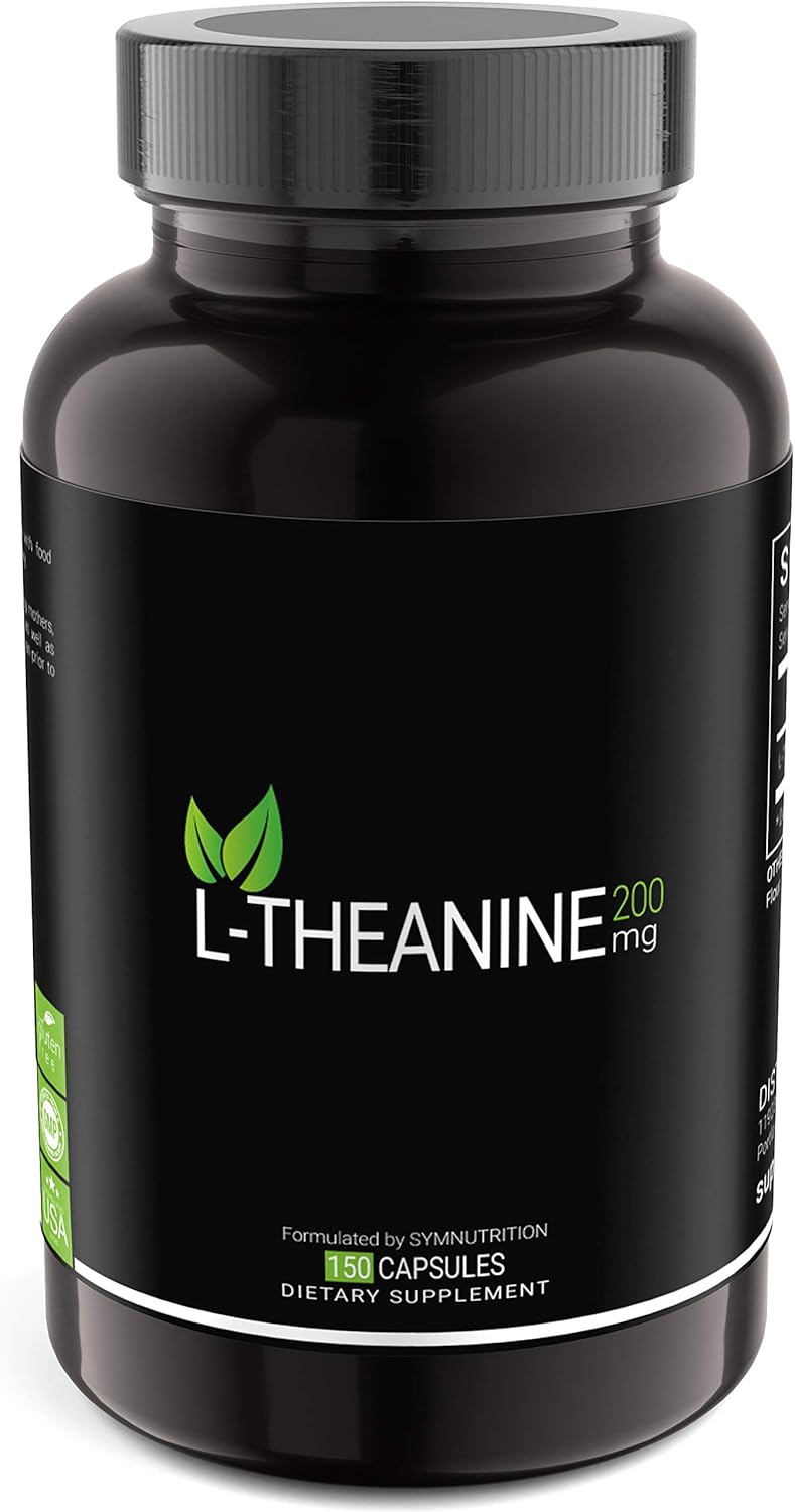 150 Count SYMNUTRITION L-Theanine 200mg V-Capsules - Non-GMO, Vegan & Gluten Free - Made in USA