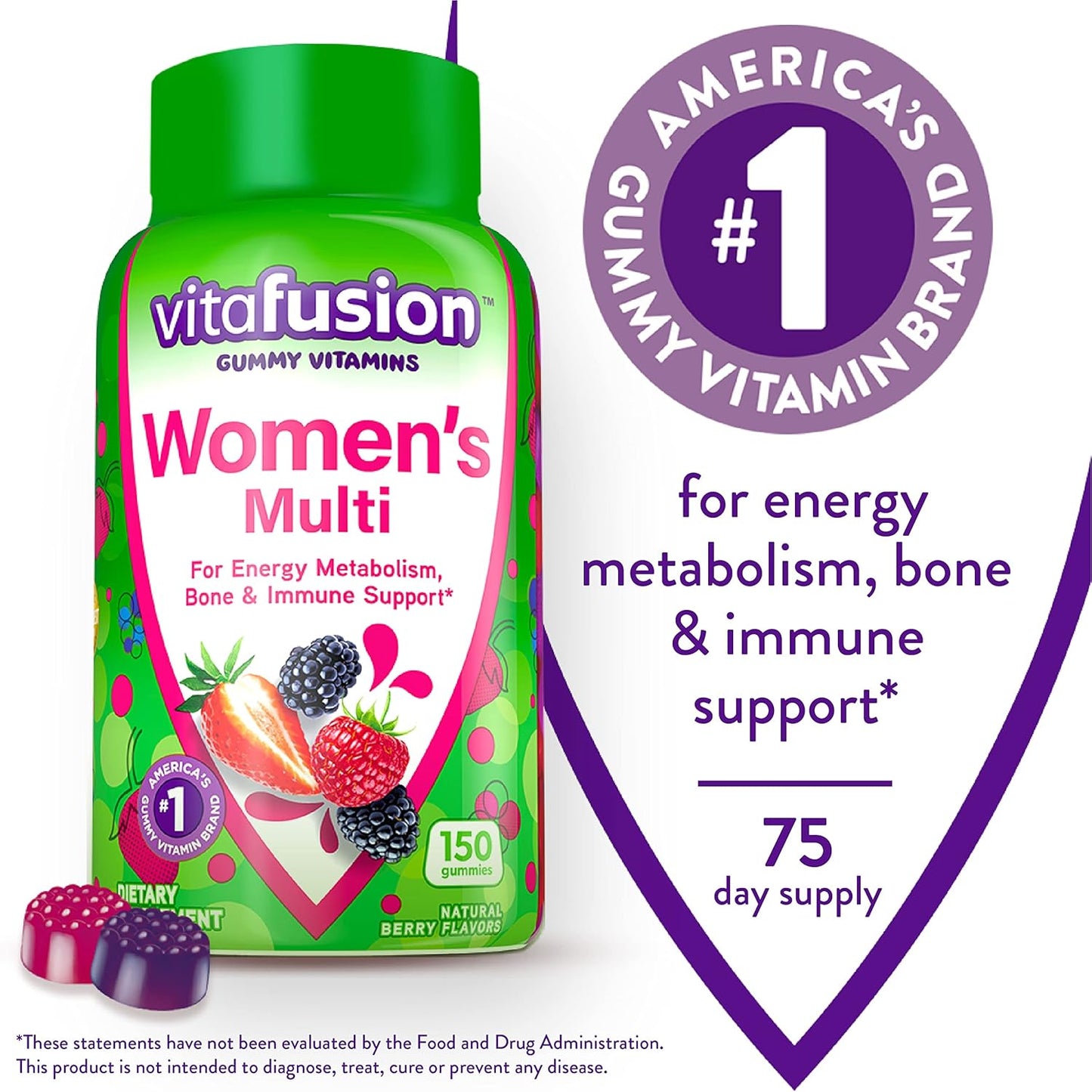 150 Count Vitafusion Women's Multivitamin Gummies and 120 Count Vitamin D3 Gummy Vitamins for Women