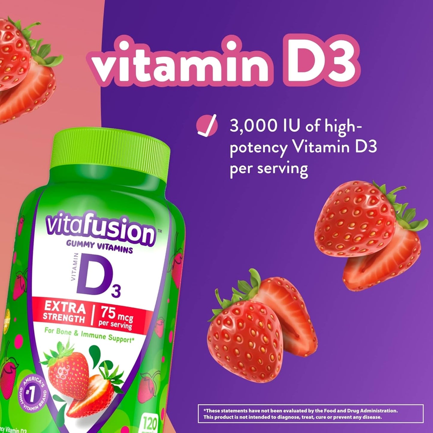 150 Count Vitafusion Women's Multivitamin Gummies and 120 Count Vitamin D3 Gummy Vitamins for Women