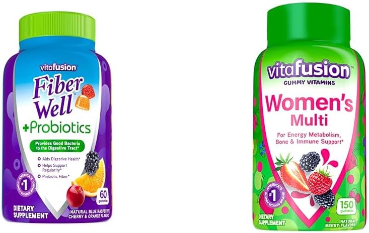 150-Count Women's Multivitamin Gummies with Fiber, Probiotics, and Berry Flavor - 60-Count Fiber Well + Probiotics Gummies for Adults