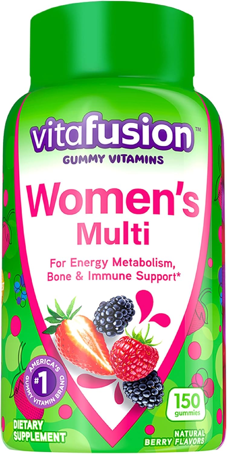 150-Count Women's Multivitamin Gummies with Fiber, Probiotics, and Berry Flavor - 60-Count Fiber Well + Probiotics Gummies for Adults
