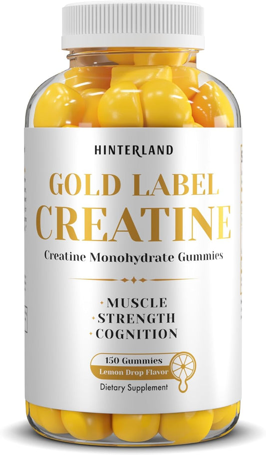 150 Hinterland Gold Label Creatine Gummies: 5,000mg per Serving for Strength, Muscle, Brain - 30 Servings