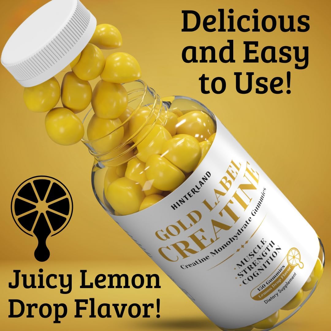 150 Hinterland Gold Label Creatine Gummies: 5,000mg per Serving for Strength, Muscle, Brain - 30 Servings